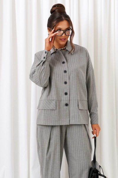 Брюки, рубашка Beautiful&Free 6414 полоска_серая - фото 4