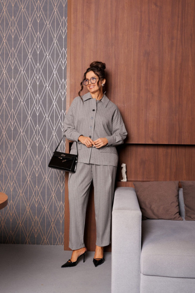 Брюки, рубашка Beautiful&Free 6414 полоска_серая - фото 7