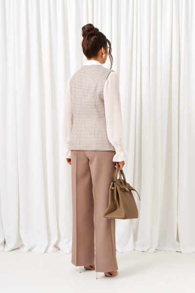 Блуза, брюки, жилет Beautiful&Free 6415 песочно-молочный - фото 6