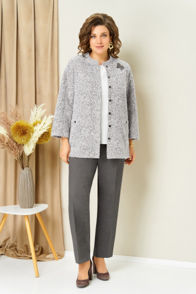 Блуза, брюки, жакет VOLNA 1439 светло-серый - фото 1