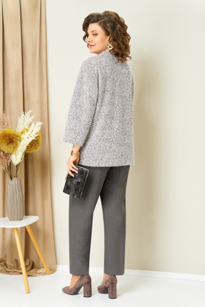 Блуза, брюки, жакет VOLNA 1439 светло-серый - фото 4