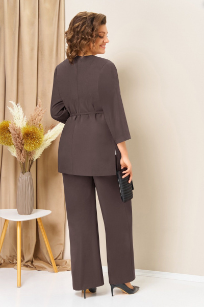 Блуза, брюки, жилет VOLNA 1458 кофейно-коричневый - фото 7