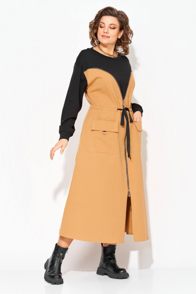 Платье Liliana 1510 карамель+черный - фото 7