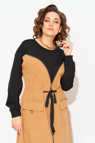 Платье Liliana 1510 карамель+черный - фото 6