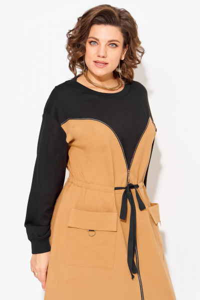 Платье Liliana 1510 карамель+черный - фото 5