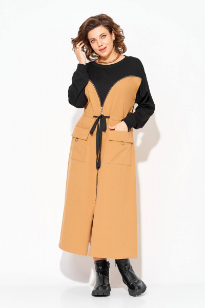 Платье Liliana 1510 карамель+черный - фото 3