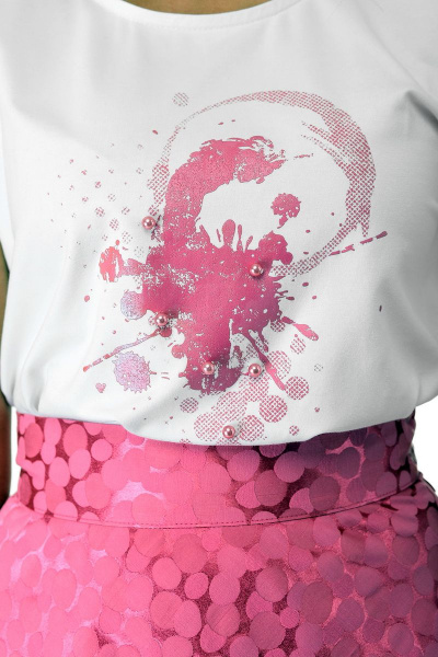 Блуза, юбка Мишель стиль 943 розово-белый - фото 2