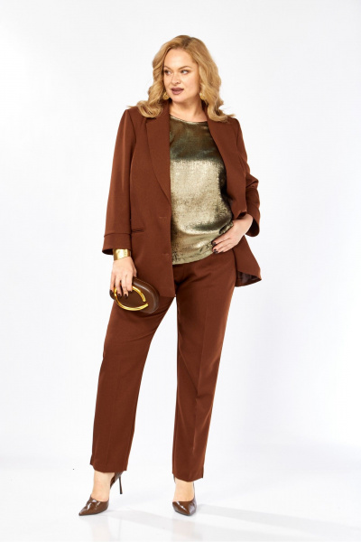 Блуза, брюки, жакет Элль-стиль 2222/3 корица/золото - фото 15