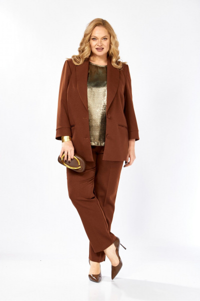 Блуза, брюки, жакет Элль-стиль 2222/3 корица/золото - фото 13