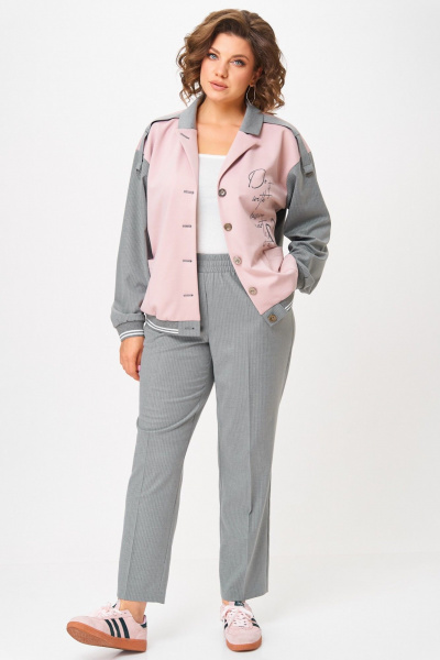 Бомбер, брюки Aira Style 24231 серый-пудра - фото 13