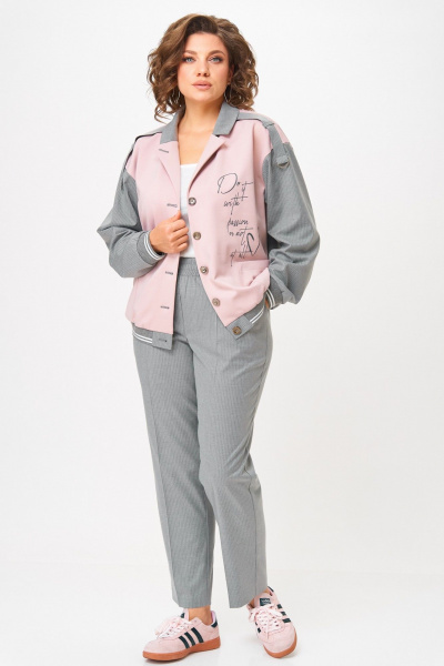 Бомбер, брюки Aira Style 24231 серый-пудра - фото 10