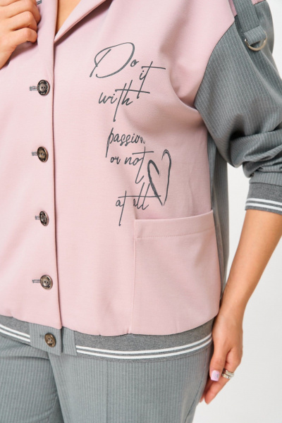 Бомбер, брюки Aira Style 24231 серый-пудра - фото 9