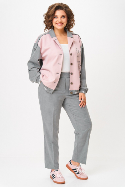 Бомбер, брюки Aira Style 24231 серый-пудра - фото 7