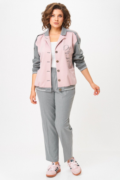 Бомбер, брюки Aira Style 24231 серый-пудра - фото 2