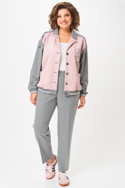 Бомбер, брюки Aira Style 24231 серый-пудра - фото 1