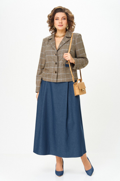 Жакет, юбка Aira Style 24-17А сине-бежевый - фото 11