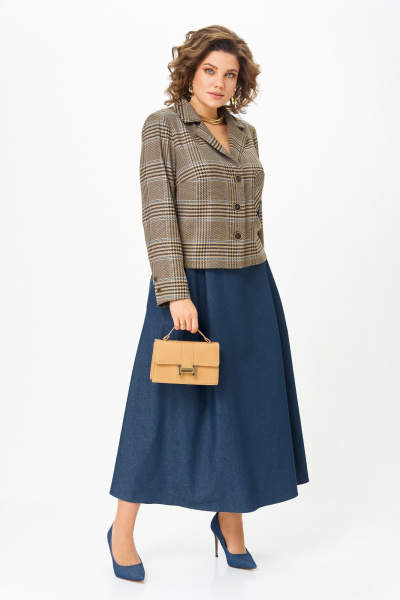 Жакет, юбка Aira Style 24-17А сине-бежевый - фото 10