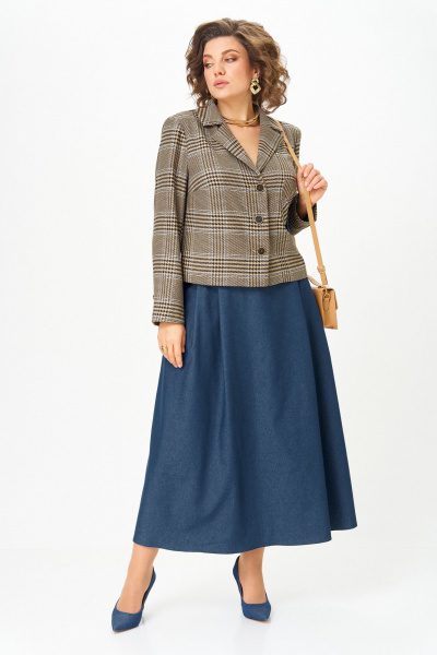 Жакет, юбка Aira Style 24-17А сине-бежевый - фото 9