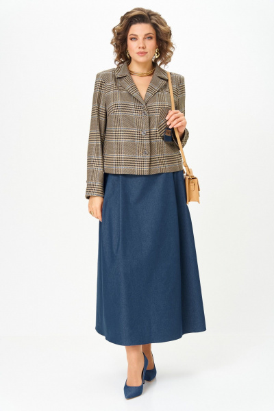 Жакет, юбка Aira Style 24-17А сине-бежевый - фото 7