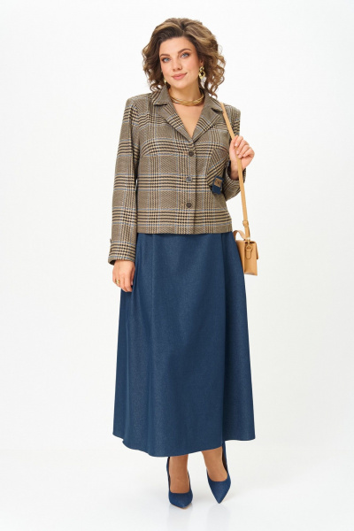 Жакет, юбка Aira Style 24-17А сине-бежевый - фото 4