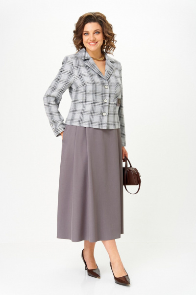 Жакет, юбка Aira Style 24-17А серый - фото 10