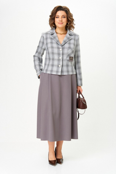 Жакет, юбка Aira Style 24-17А серый - фото 2