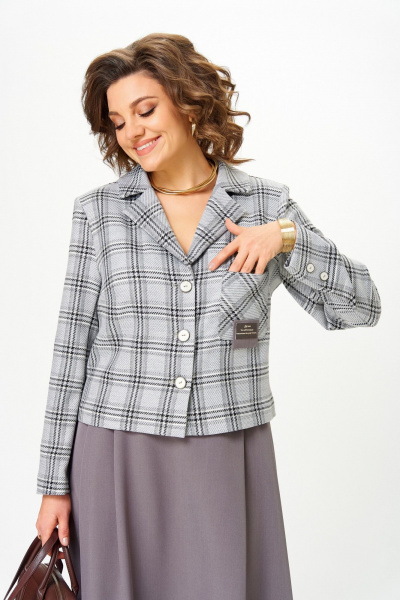 Жакет, юбка Aira Style 24-17А серый - фото 7