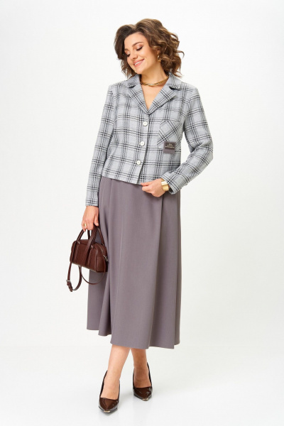 Жакет, юбка Aira Style 24-17А серый - фото 6