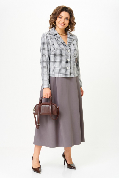 Жакет, юбка Aira Style 24-17А серый - фото 5