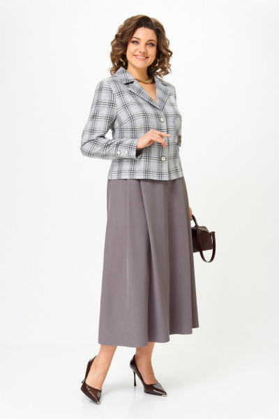 Жакет, юбка Aira Style 24-17А серый - фото 3
