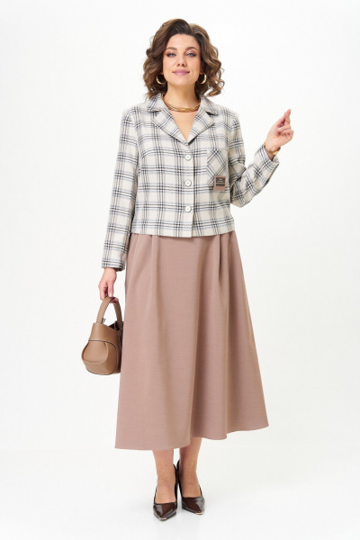 Жакет, юбка Aira Style 24-17А бежевый - фото 9