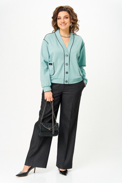 Брюки, кардиган Aira Style 24247 мята-графит - фото 8