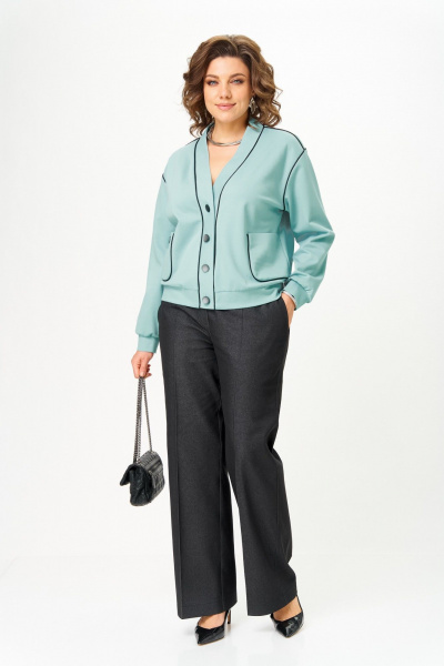 Брюки, кардиган Aira Style 24247 мята-графит - фото 1