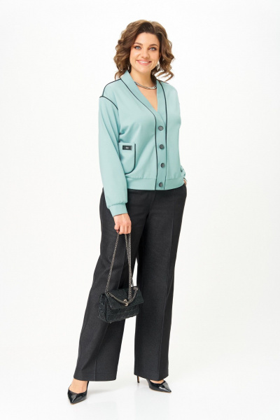 Брюки, кардиган Aira Style 24247 мята-графит - фото 4