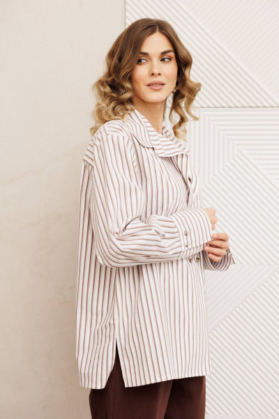 Рубашка Gizart 15443 бело коричневый - фото 5