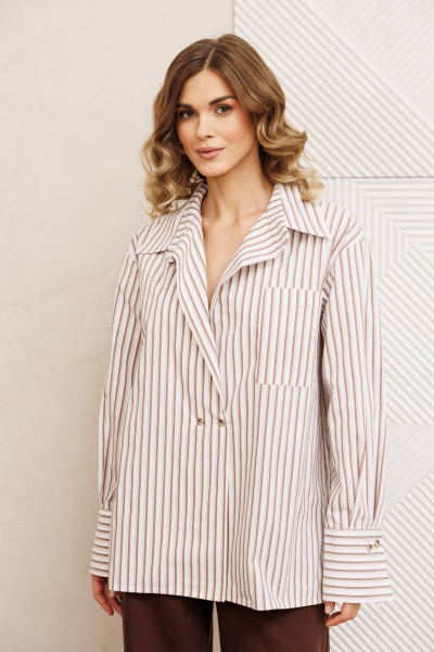 Рубашка Gizart 15443 бело коричневый - фото 1