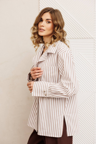 Рубашка Gizart 15443 бело коричневый - фото 2