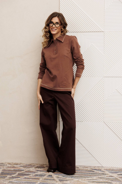 Брюки, джемпер Gizart 5415 мокко мусс, шоколадный джинс - фото 5