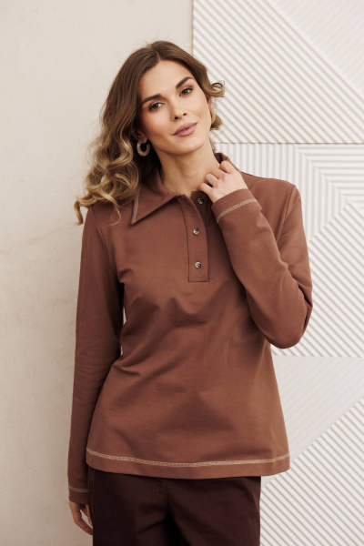 Брюки, джемпер Gizart 5415 мокко мусс, шоколадный джинс - фото 2