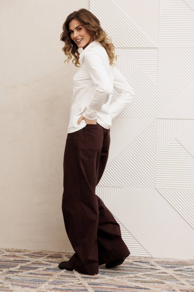 Брюки, джемпер Gizart 5415 молочный, шоколадный джинс - фото 5