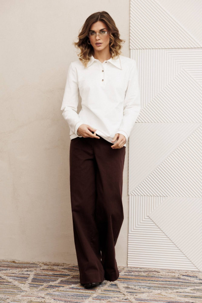 Брюки, джемпер Gizart 5415 молочный, шоколадный джинс - фото 2