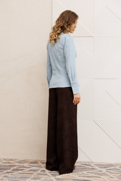 Блуза, брюки Gizart 5421 шоколадно-голубой - фото 7