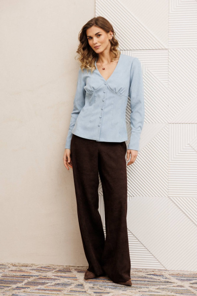 Блуза, брюки Gizart 5421 шоколадно-голубой - фото 4