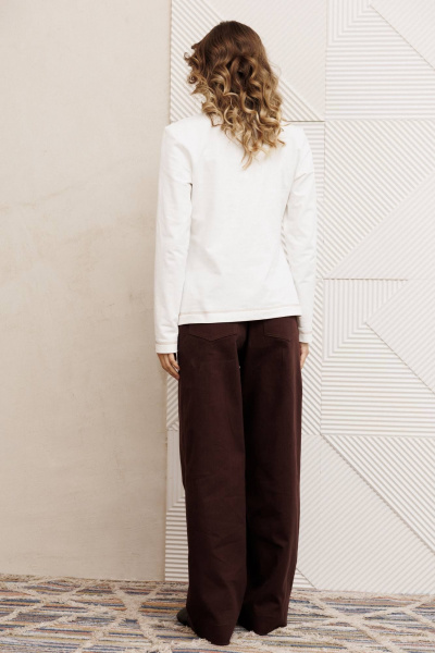 Джемпер, юбка Gizart 5425 молочный, шоколадный джинс - фото 4