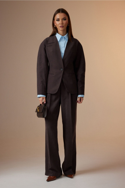 Брюки, жакет, рубашка N.O.W. 1633 коричневый - фото 5