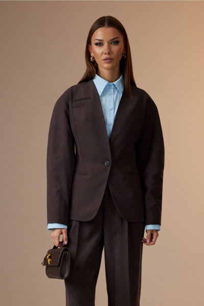 Брюки, жакет, рубашка N.O.W. 1633 коричневый - фото 3