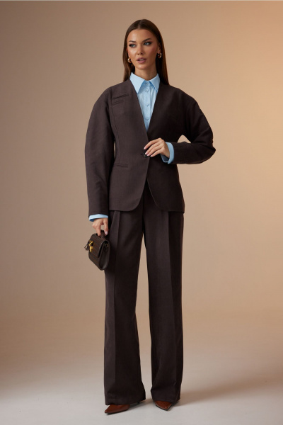 Брюки, жакет, рубашка N.O.W. 1633 коричневый - фото 1