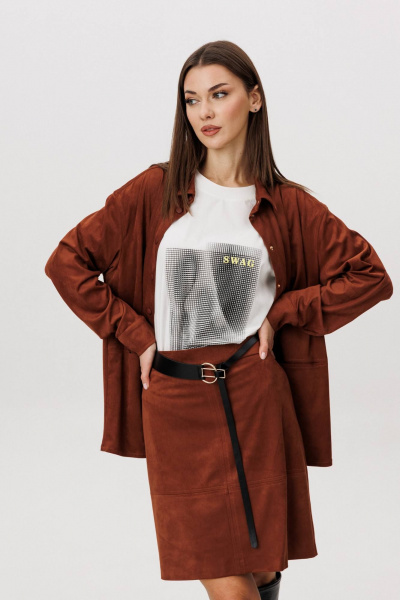 Жакет, юбка Fantazia Mod 5201 медно-рыжий - фото 6