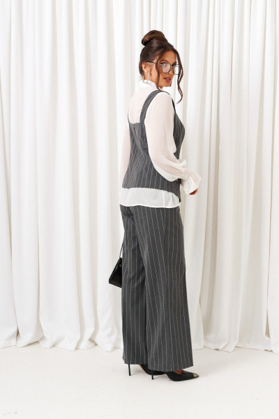 Блуза, брюки, жилет Beautiful&Free 6417 полоска_серая - фото 6