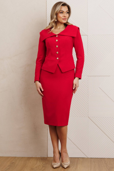 Жакет, юбка Мода Юрс 26-2958 красный - фото 1